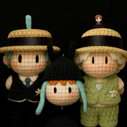 20 pieces gift box inspired by gdragon 3pcs Keychain Dolls Handmade Plush Doll