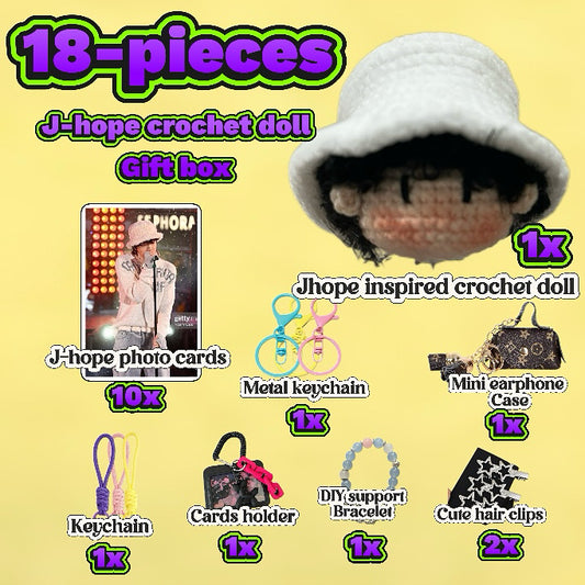 18 pieces gift box inspired by J-HOPE Keychain Dolls Handmade Plush Doll