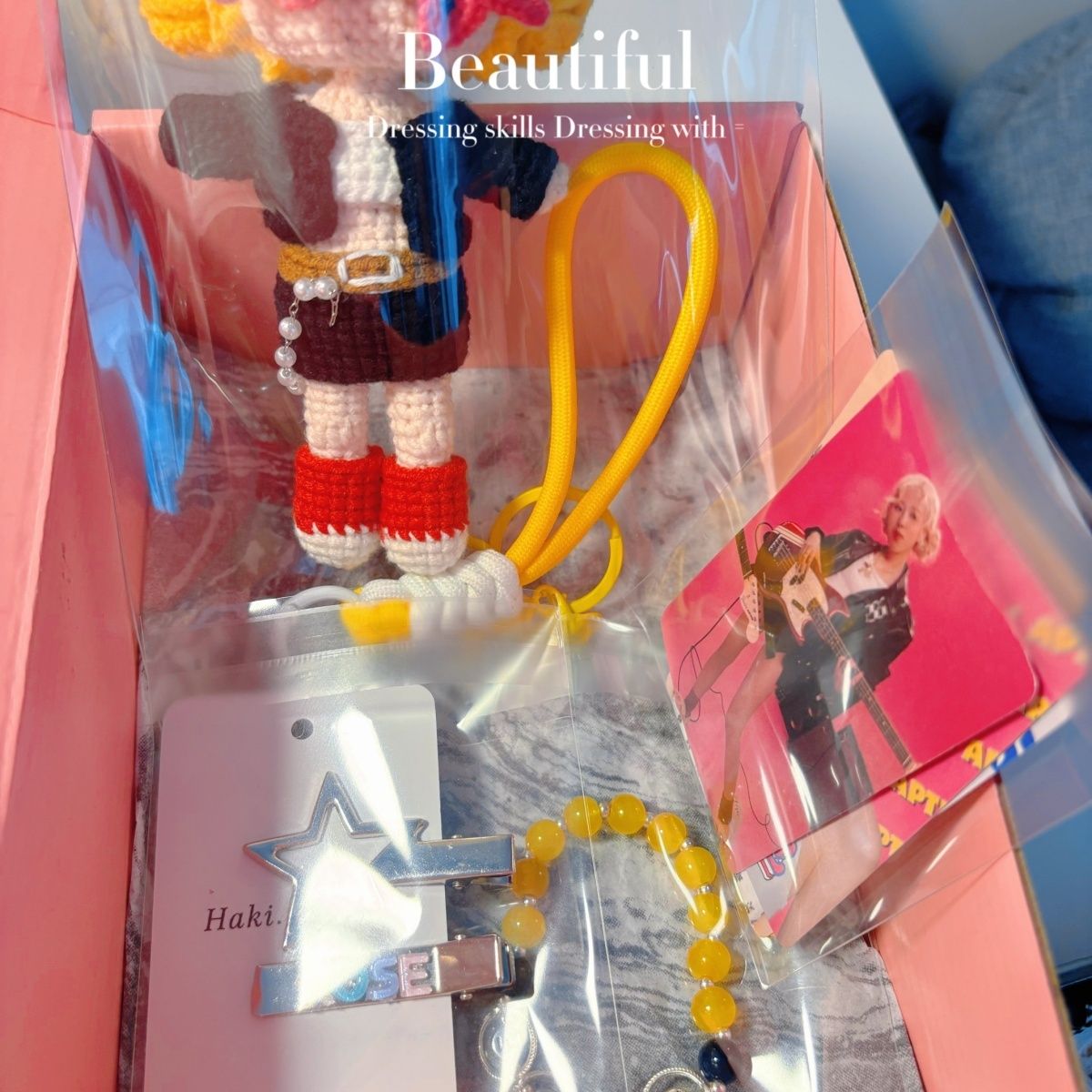 18 pieces gift box inspired by rose blackpink Keychain Dolls Handmade Plush Doll