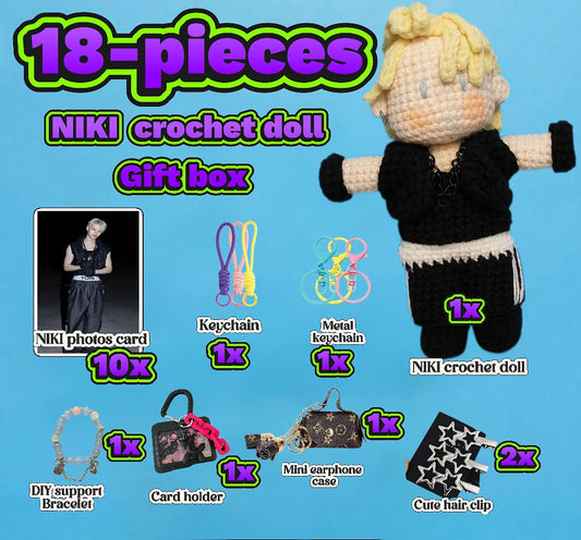 18 pieces gift box inspired by NIKI Keychain Dolls Handmade Plush Doll