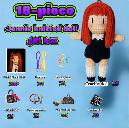 18 pieces gift box inspired by Red Ruby Jennie  Keychain Dolls Handmade Plush Doll