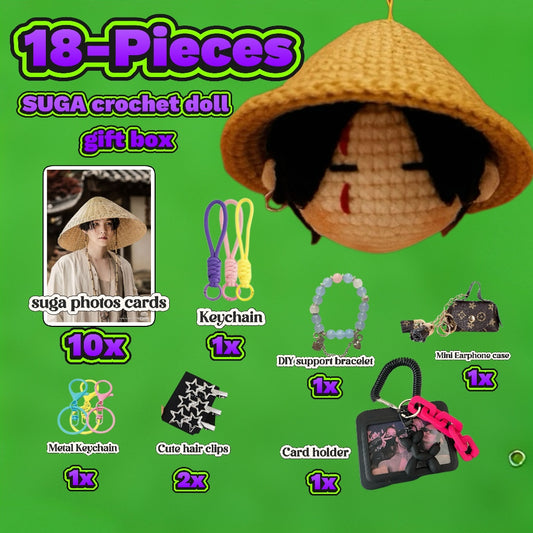 18 pieces gift box inspired by suga Keychain Dolls Handmade Plush Doll