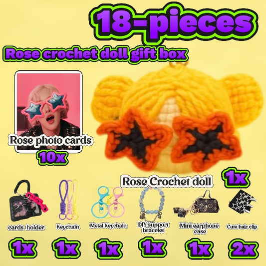 18 pieces gift box inspired by rose blackpink Keychain Dolls Handmade Plush Doll