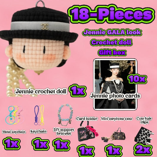 18 pieces gift box inspired by jennie gala look Keychain Dolls Handmade Plush Doll