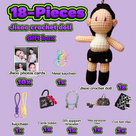 18 pieces gift box inspired by JISOO Keychain Dolls Handmade Plush Doll