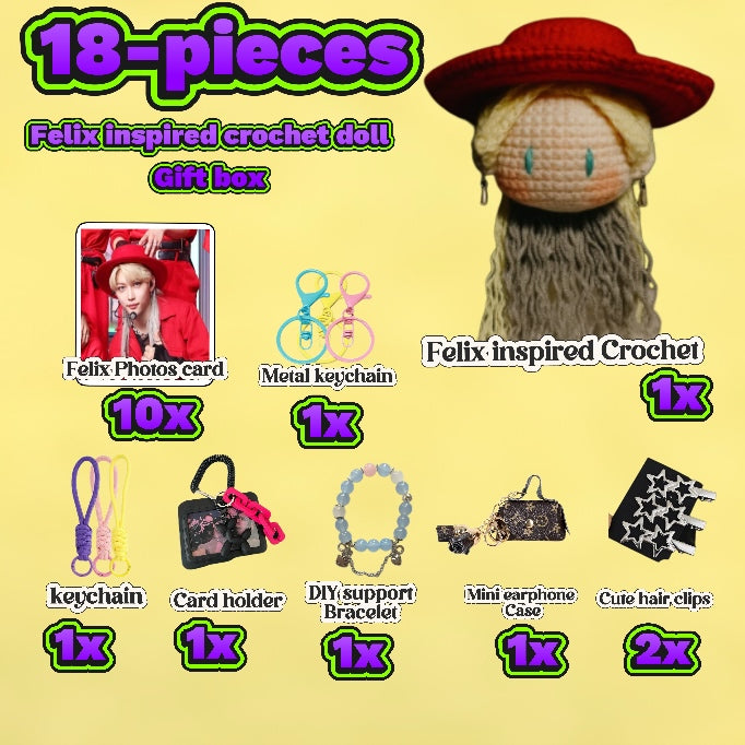 18 pieces gift box inspired by felix Keychain Dolls Handmade