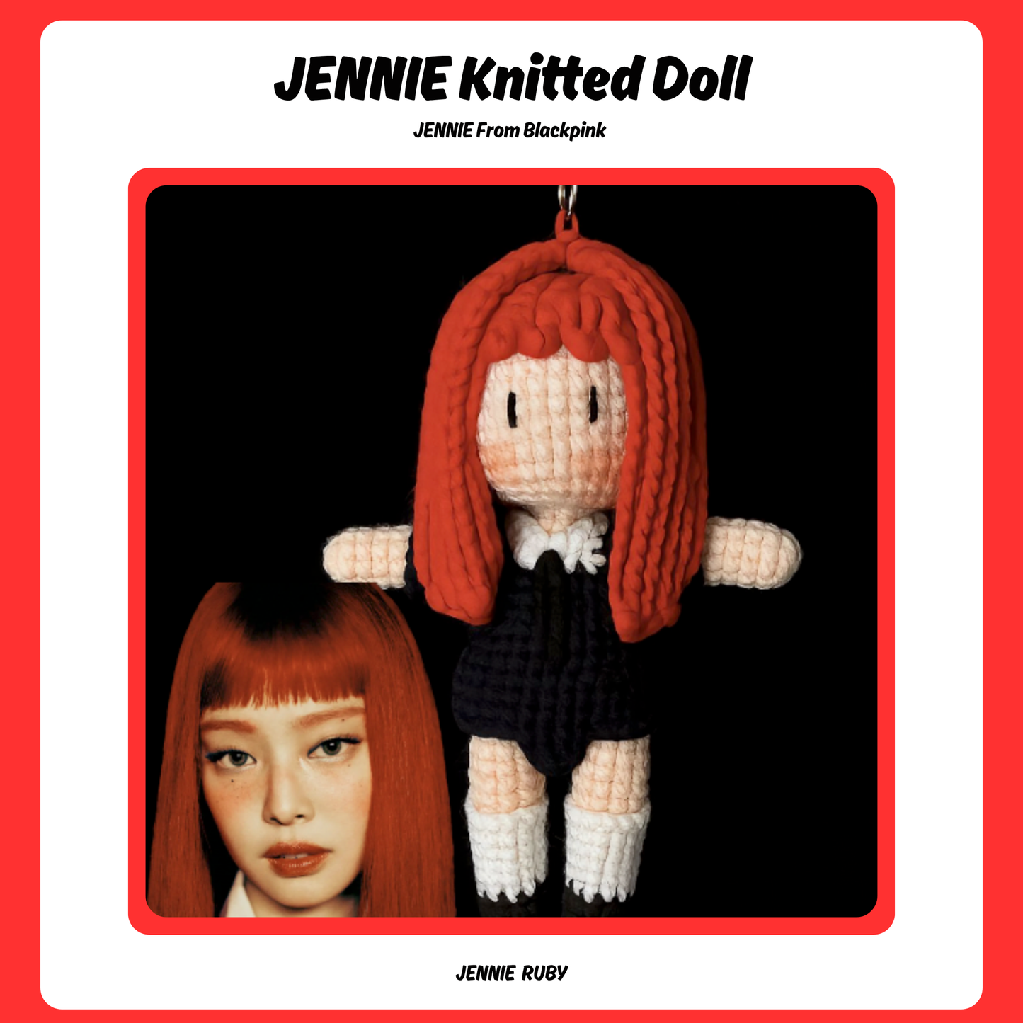 18 pieces gift box inspired by Red Ruby Jennie  Keychain Dolls Handmade Plush Doll
