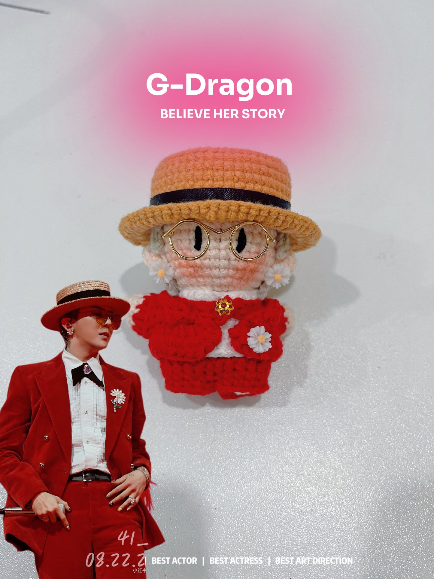 18 pieces gift box inspired by  red G-DRAGON Keychain Dolls Handmade Plush Doll