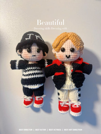 18 pieces gift box inspired by  jimin mic drop  Keychain Dolls Handmade Plush Doll