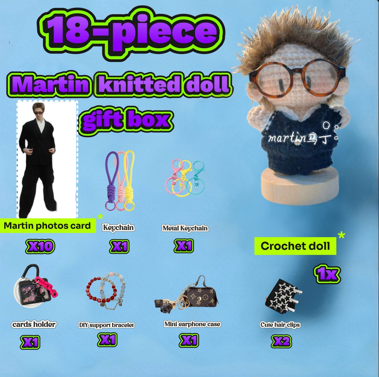 18 pieces gift box inspired bymartin cortis  Keychain Dolls Handmade Plush Doll