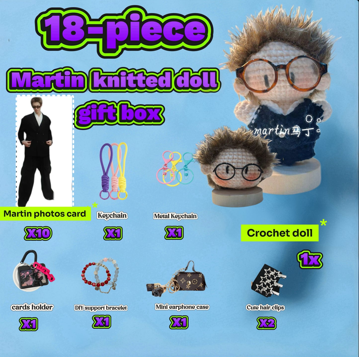 18 pieces gift box inspired bymartin cortis  Keychain Dolls Handmade Plush Doll